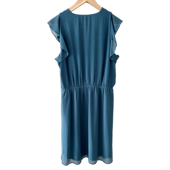 RW&Co. Ruffled Chiffon Dress in Teal - Picture 3 of 11